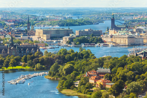 Foto-Fahne - Aerial panorama of Stockholm, Sweden (von Scanrail)