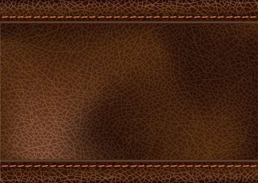 Vector leather texture with stitching