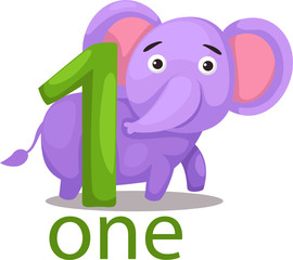 Sticker - number one character with elephant