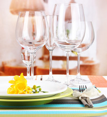 Poster - Table setting with glasses for different drinks