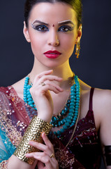 Beauty portrait of a young indian woman in traditional clothing