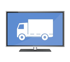 Canvas Print - Camion dans un écran de télévision