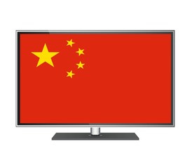 Canvas Print - Drapeau de la Chine dans un écran de télévision