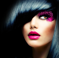 Poster - Fashion Brunette Model Portrait. Hairstyle