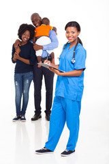 Wall Mural - african american female nurse with family