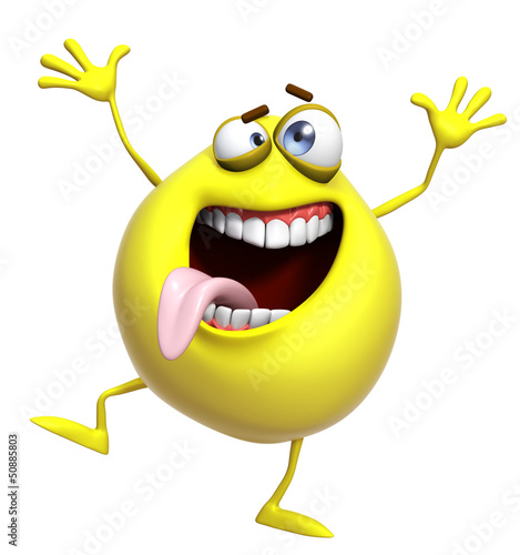 Naklejka ścienna 3d cartoon cute yellow monster