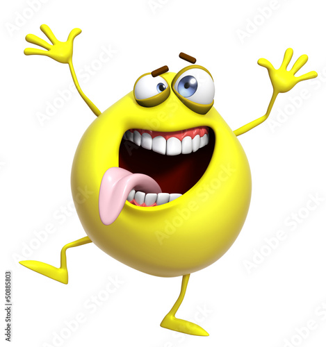 Naklejka dekoracyjna 3d cartoon cute yellow monster