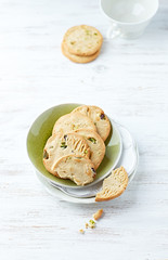 Wall Mural - Butter cookies with pistachios on a plate