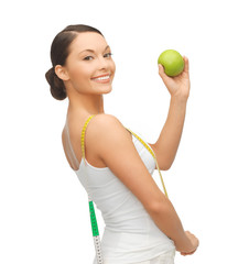 Sticker - sporty woman with apple and measuring tape