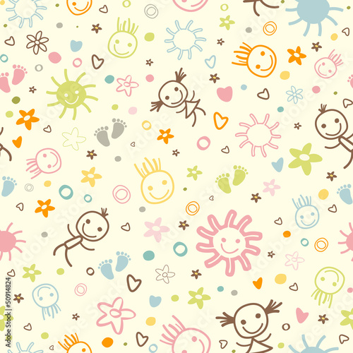 Naklejka dekoracyjna baby seamless pattern