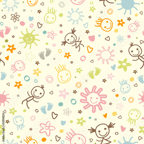 Naklejka na drzwi baby seamless pattern