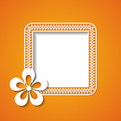 Poster - orange floral background with a frame