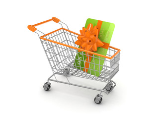 Canvas Print - Shopping trolley with credit card.