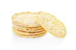 Corn cracker pile on white, clipping path included