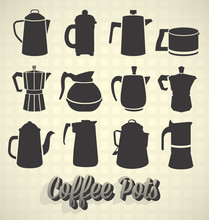 Vector Set: Vintage Coffee Pot Silhouette Icons