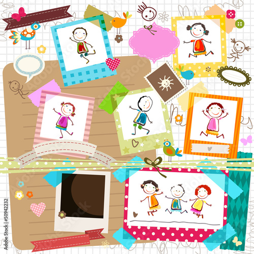 Fototapeta dla dzieci kids and photo frames