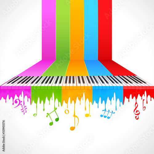 Obraz w ramie Colorful Piano