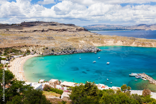 Obraz na płótnie canvas czteroczęściowy "tetraptyk" Lindos rhodes greece