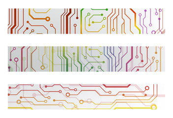 Poster - web circuit board techno banner. eps10 vector illustration
