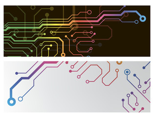Poster - techno circuit web banners. EPS10 vector illustration