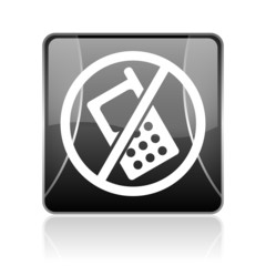 Aufkleber - no phones black square web glossy icon
