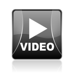 Aufkleber - video black square web glossy icon