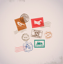 Vintage Vector Background With Rubber Stamps