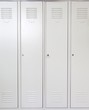 Empty white school metal lockers