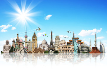 Wall Mural - travel the world monuments concept