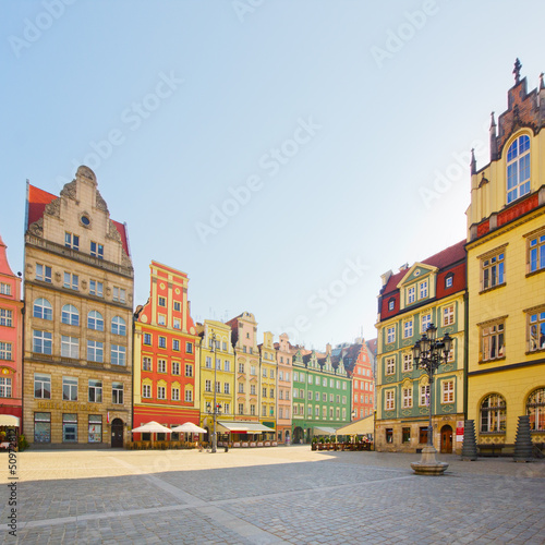 Board z aluminiowym obramowaniem Fasada starych domów, wrocław