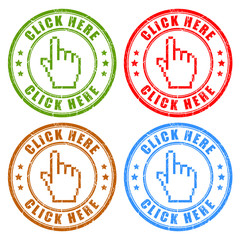 Canvas Print - Click here vector stamps
