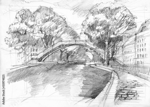 Fotografía Canal Saint Martin in Paris with historical bridge