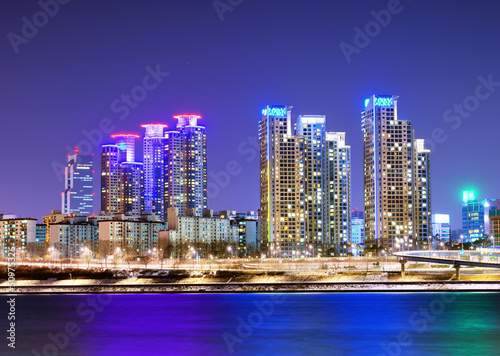 Obraz na płótnie canvas czteroczęściowy "tetraptyk" Han river in seoul