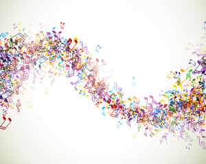 Wall Mural - Vector Background with Colorful Music notes