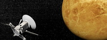 Magellan Spacecraft Near Venus Planet - 3D Render