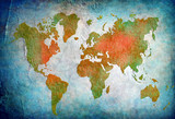 Fototapeta Mapy - vintage world map with blue background