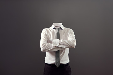 invisible man standing with folded arms