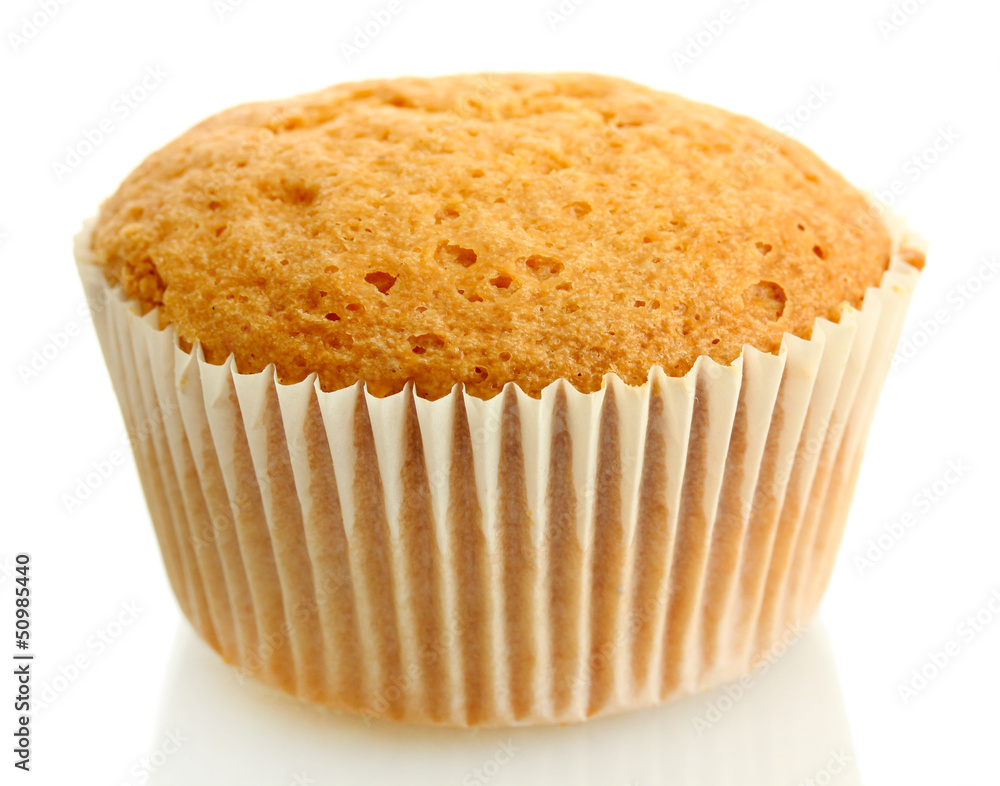 tasty muffin cake, isolated on white