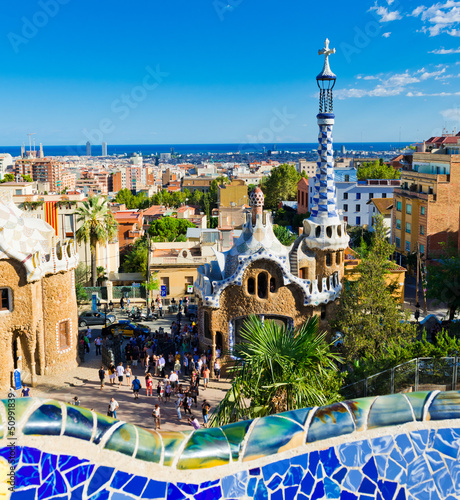 Fototapeta na szkło Park Guell w Barcelonie, Hiszpania.