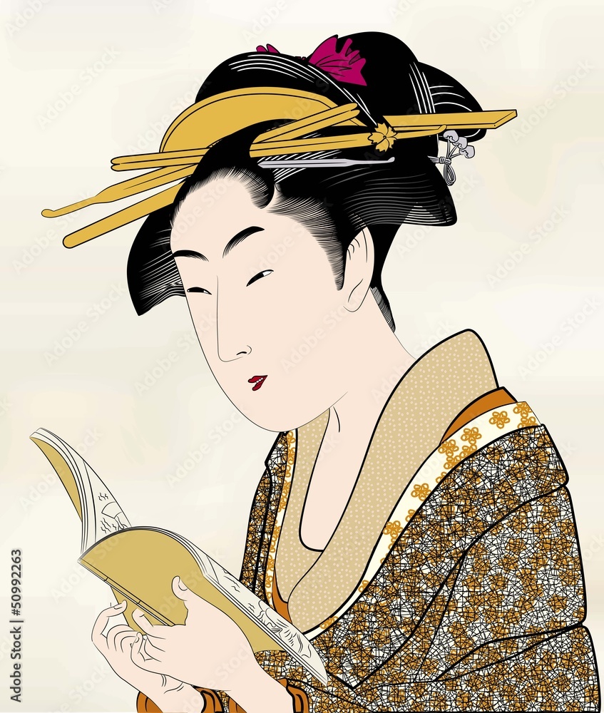 浮世絵 江戸美人画13 Stock Vector | Adobe Stock