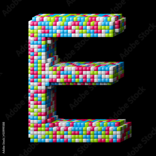 Naklejka samoprzylepna 3d alfabet pixelated e