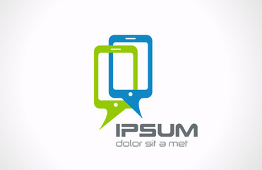 Poster - Talking mobile phones logo. Smartphone Connection icon