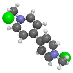 Poster - dipyridylium weed killer, molecular model