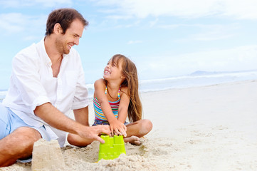 Canvas Print - happy sand castle child