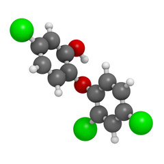 Wall Mural - Triclosan antibacterial, molecular model.