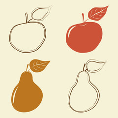 Wall Mural - Apple and pears icons - vector illustration