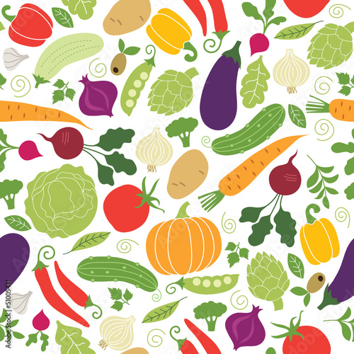 Naklejka - mata magnetyczna na lodówkę seamless pattern with illustrations of vegetables