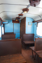 Old Passenger Wagons With Wooden Benches