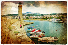 Old Greek Ports - Rethymno, Crete, Vintage Picture