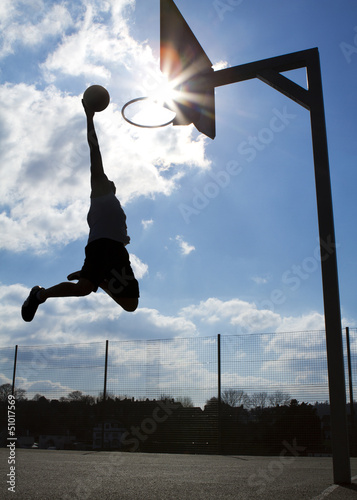 Tapeta ścienna Koszykarz dunk sylwetka